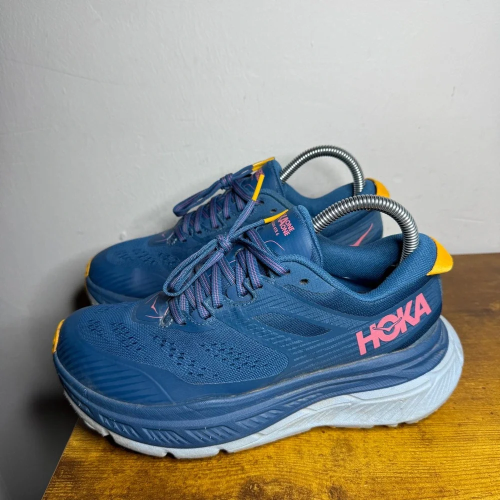 Hoka Stinson ATR 6 Running Shoes Womens Size 7 Blue Pink 1110507 MBSF